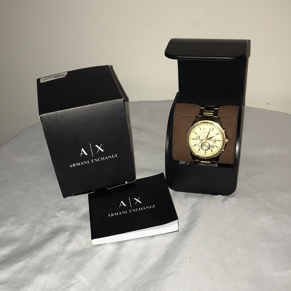 Armani Exchange Watch, with links, box, and price tag